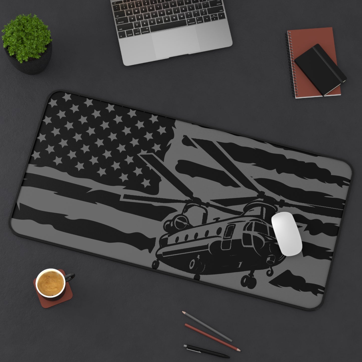 Chinook Military Helicopter Desk Mat — American Flag Chopper Mouse Pad
