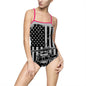 American Flag Blackhawk Helicopter One-Piece Swimsuit — Patriotic Beachwear for Women