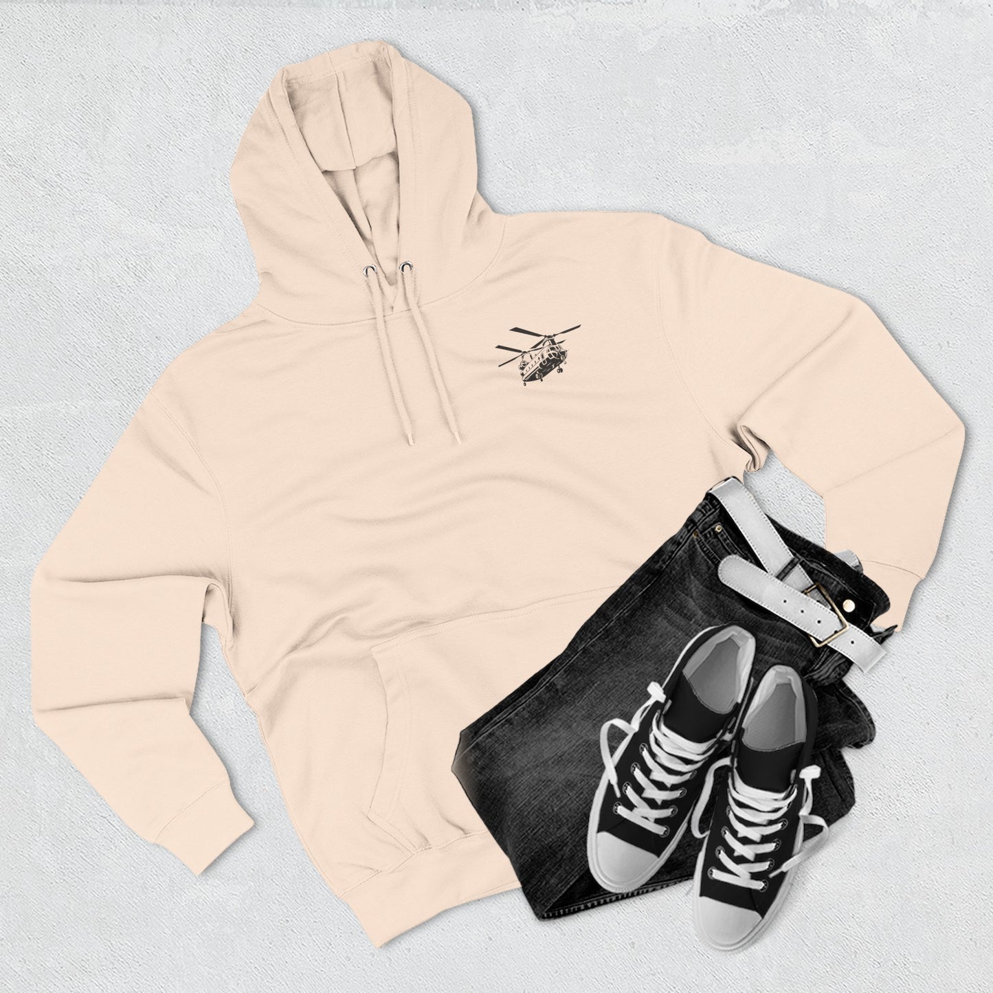 Military Helicopter Hoodie — Tactical CH-47 Chinook Flag Design