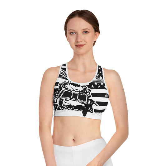 Helicopter American Flag Sports Bra — Vintage Military Aviation Activewear