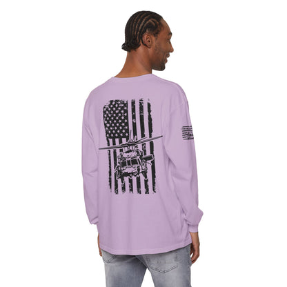 Blackhawk Helicopter Flag Long Sleeve Tee