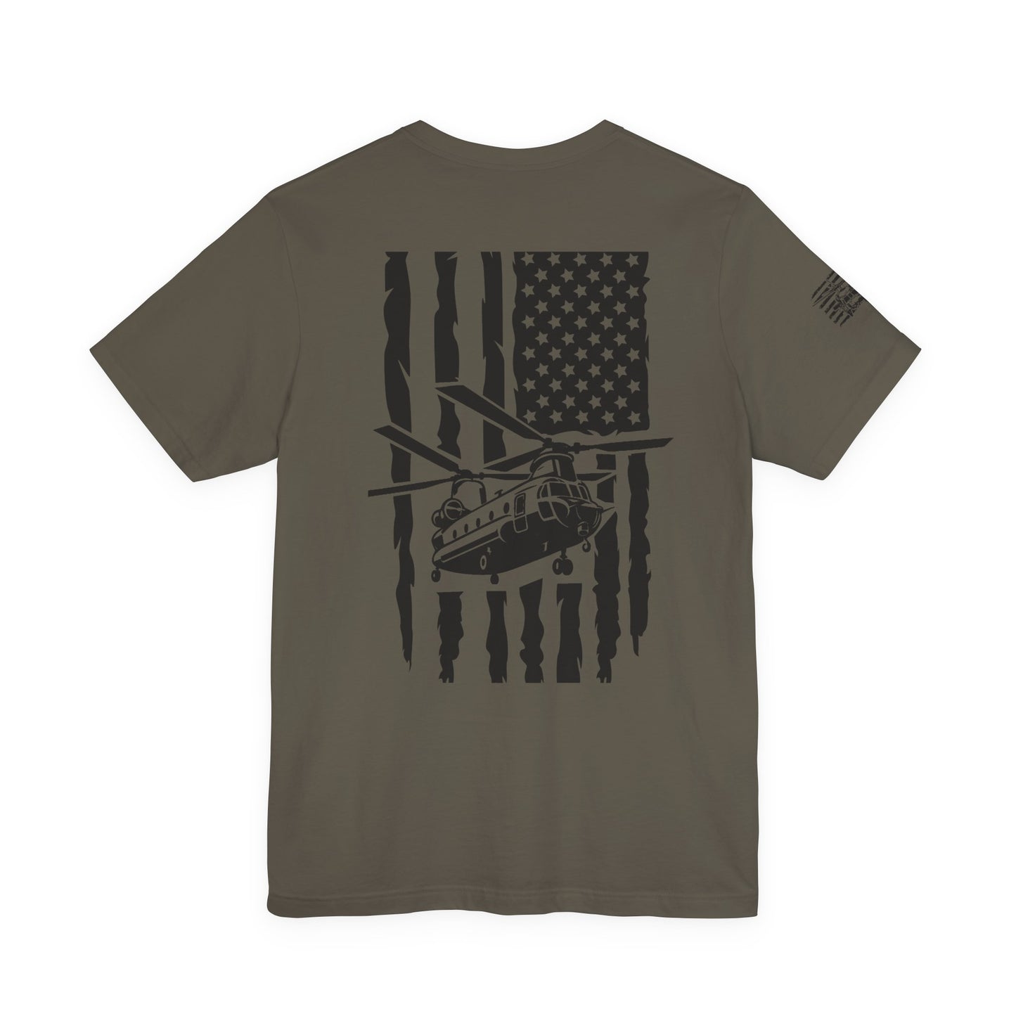 Chinook Helicopter American Flag Tee — Military Aviation Graphic T-Shirt