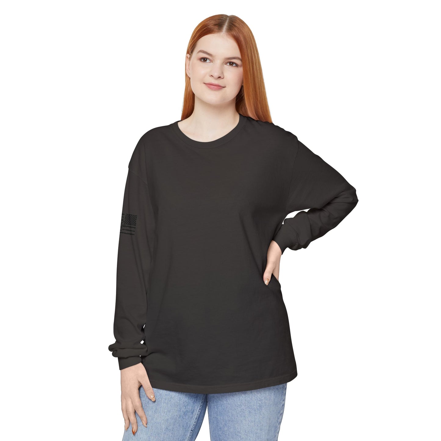 Chinook Helicopter American Flag Long Sleeve Tee