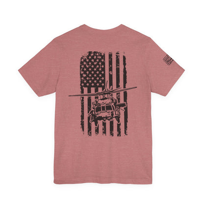 Blackhawk Helicopter American Flag Tee — Military Aviation Graphic T-Shirt