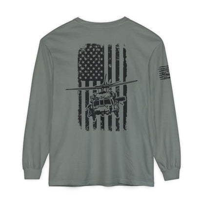 Blackhawk Helicopter Flag Long Sleeve Tee