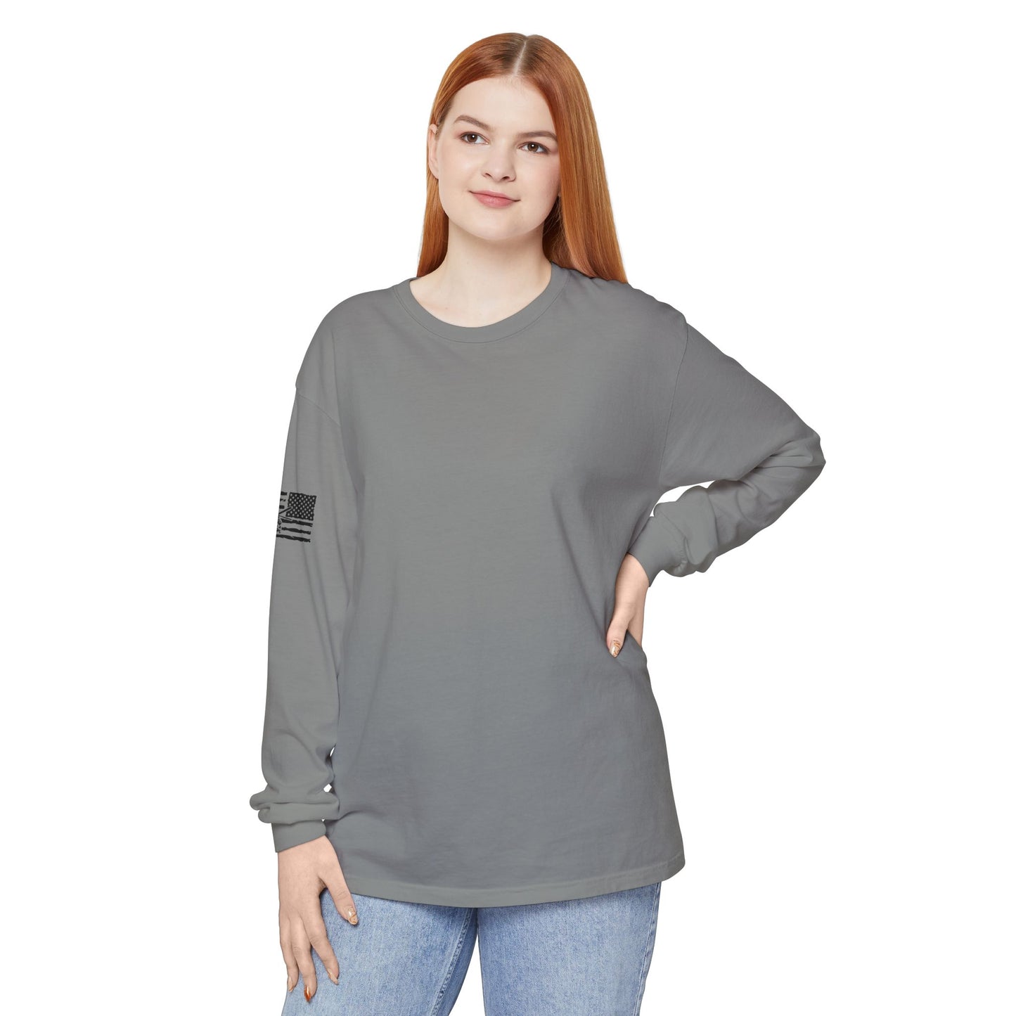 Chinook Helicopter American Flag Long Sleeve Tee