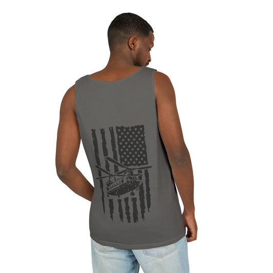 Chinook Helicopter Flag Tank Top — Vintage USA Rescue Chopper Design