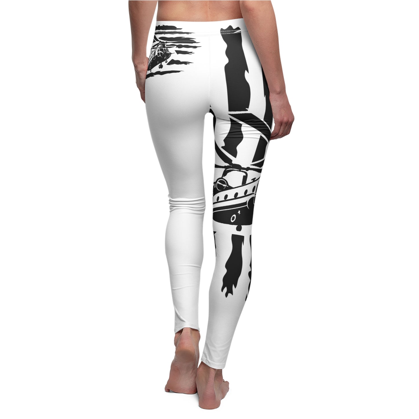 American Flag Chinook Leggings — Women's Black & White Patriotic Leggings