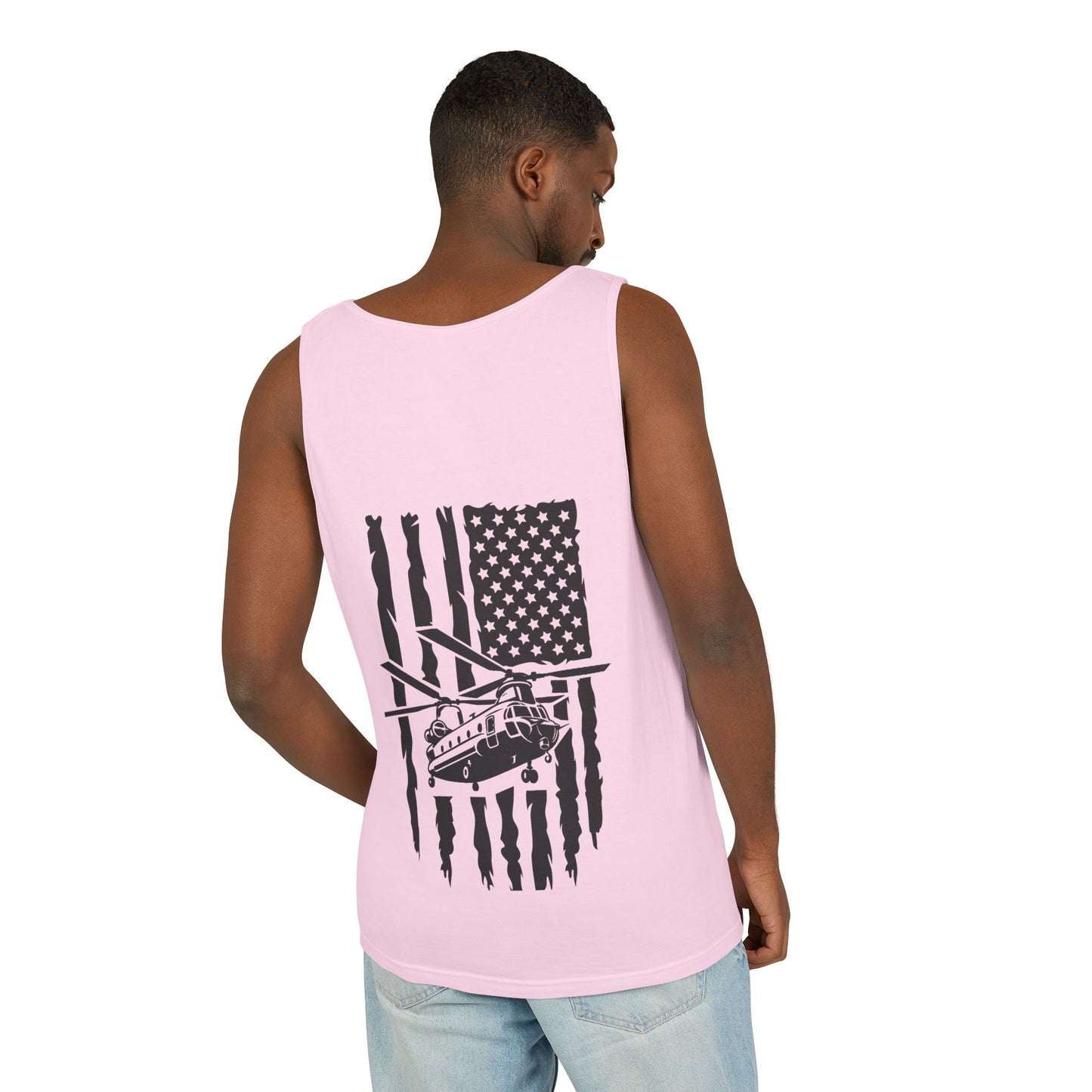 Chinook Helicopter Flag Tank Top — Vintage USA Rescue Chopper Design
