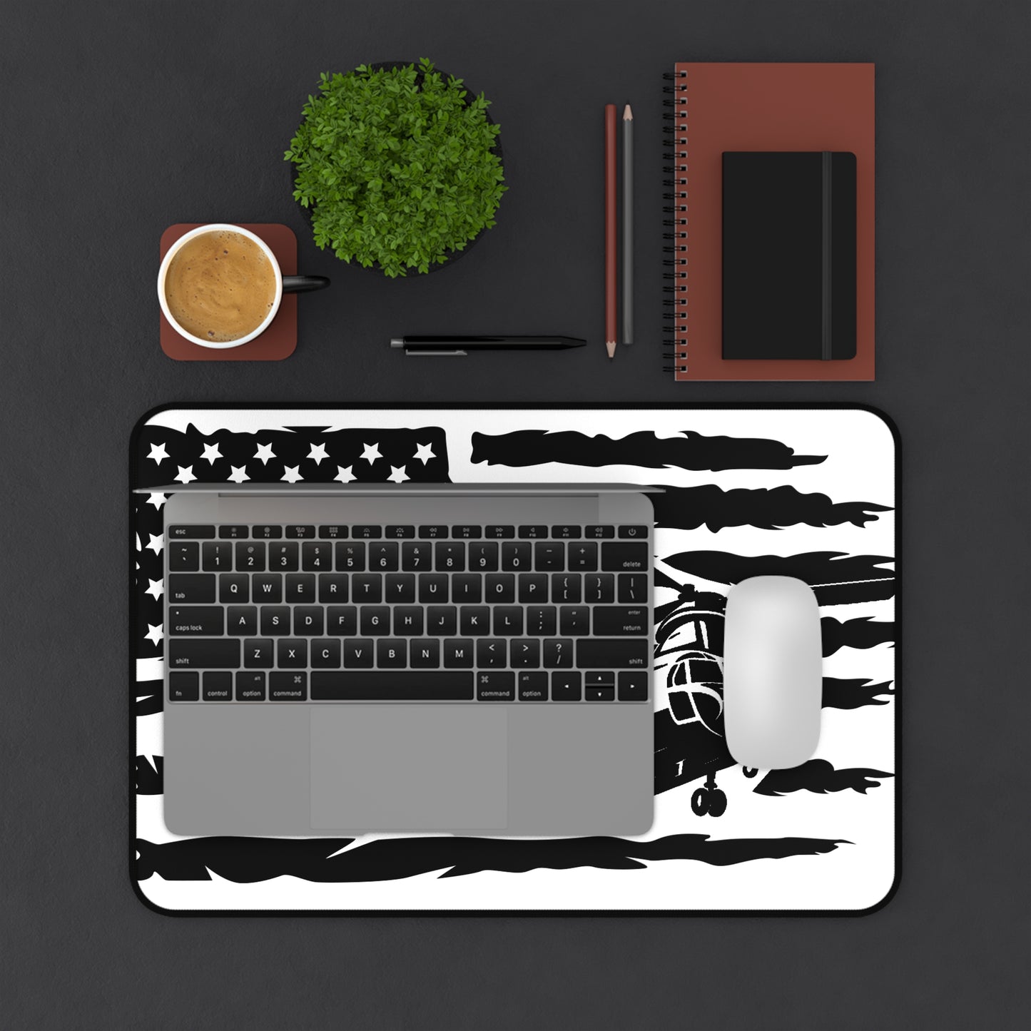 Chinook Helicopter American Flag Desk Mat — Military Aviation Mouse Pad
