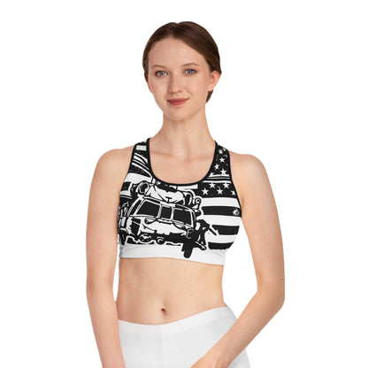 Helicopter American Flag Sports Bra — Vintage Military Aviation Activewear