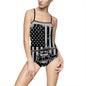 American Flag Blackhawk Helicopter One-Piece Swimsuit — Patriotic Beachwear for Women