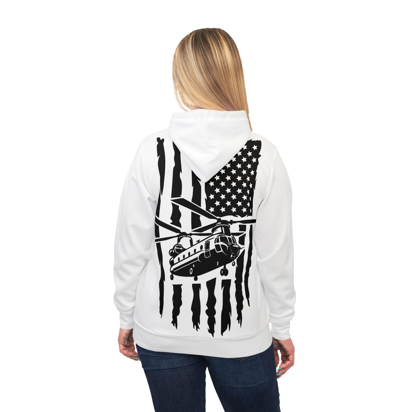 Chinook Helicopter American Flag Hoodie