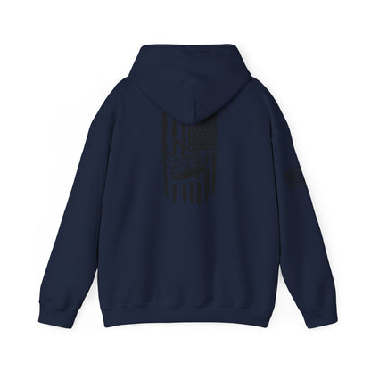 American Flag Chinook Helicopter Hoodie — Distressed USA Military Aviation Sweatshirt