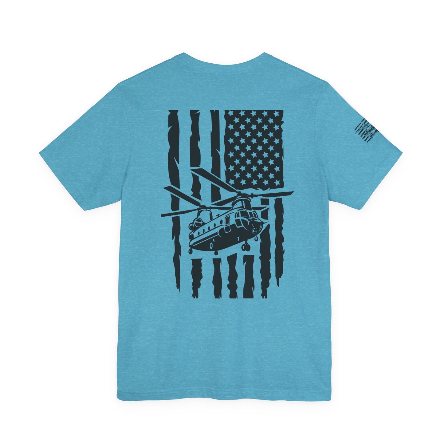 Chinook Helicopter American Flag Tee — Military Aviation Graphic T-Shirt
