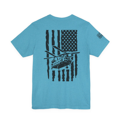 Chinook Helicopter American Flag Tee — Military Aviation Graphic T-Shirt