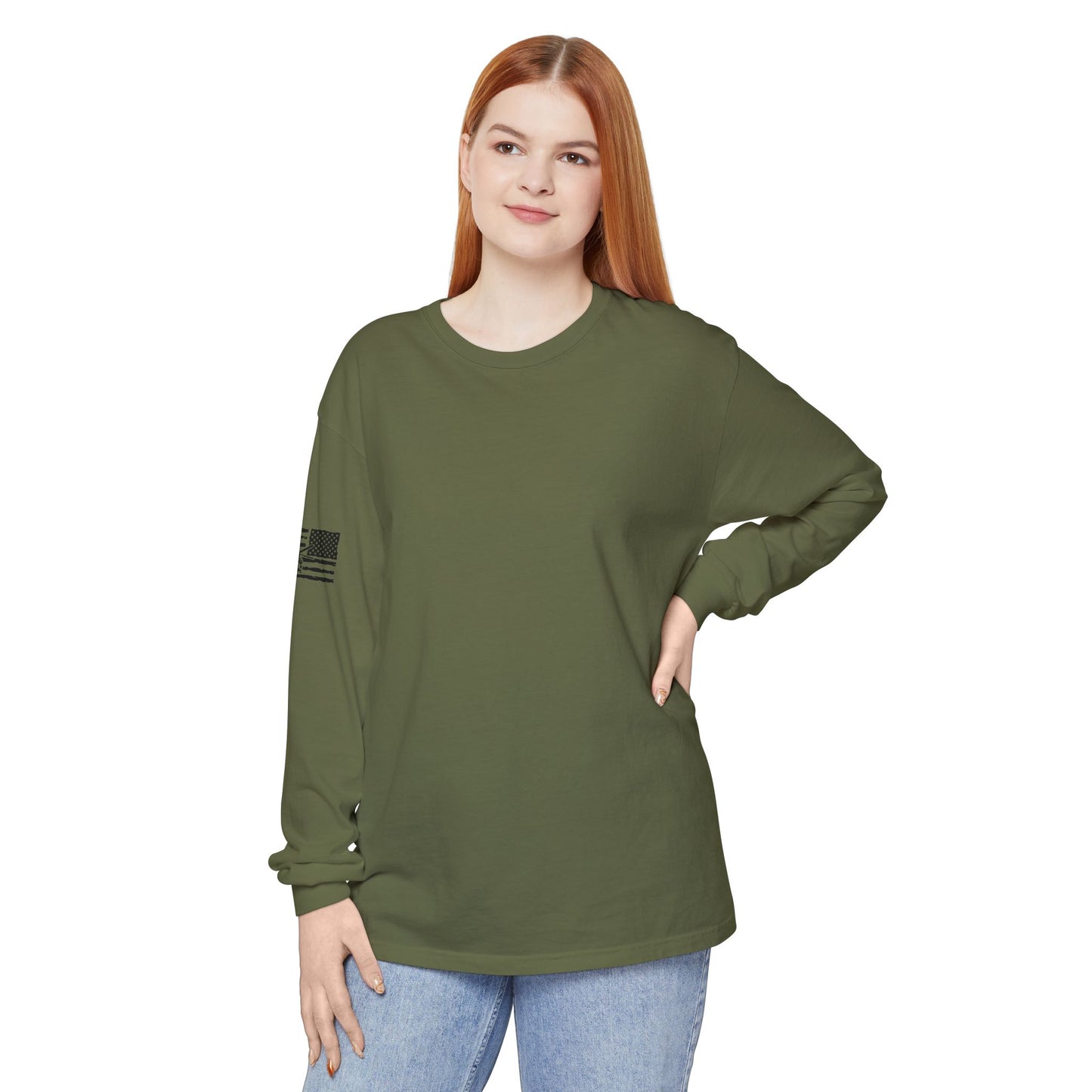 Chinook Helicopter American Flag Long Sleeve Tee