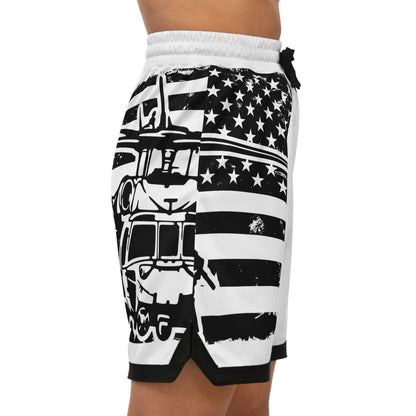 American Flag Helicopter Basketball Shorts — Patriotic AOP Athletic Shorts