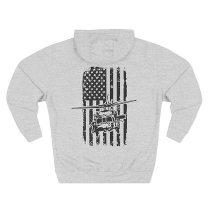 Helicopter Rescue Hoodie — Vintage American Flag Airlift Graphic