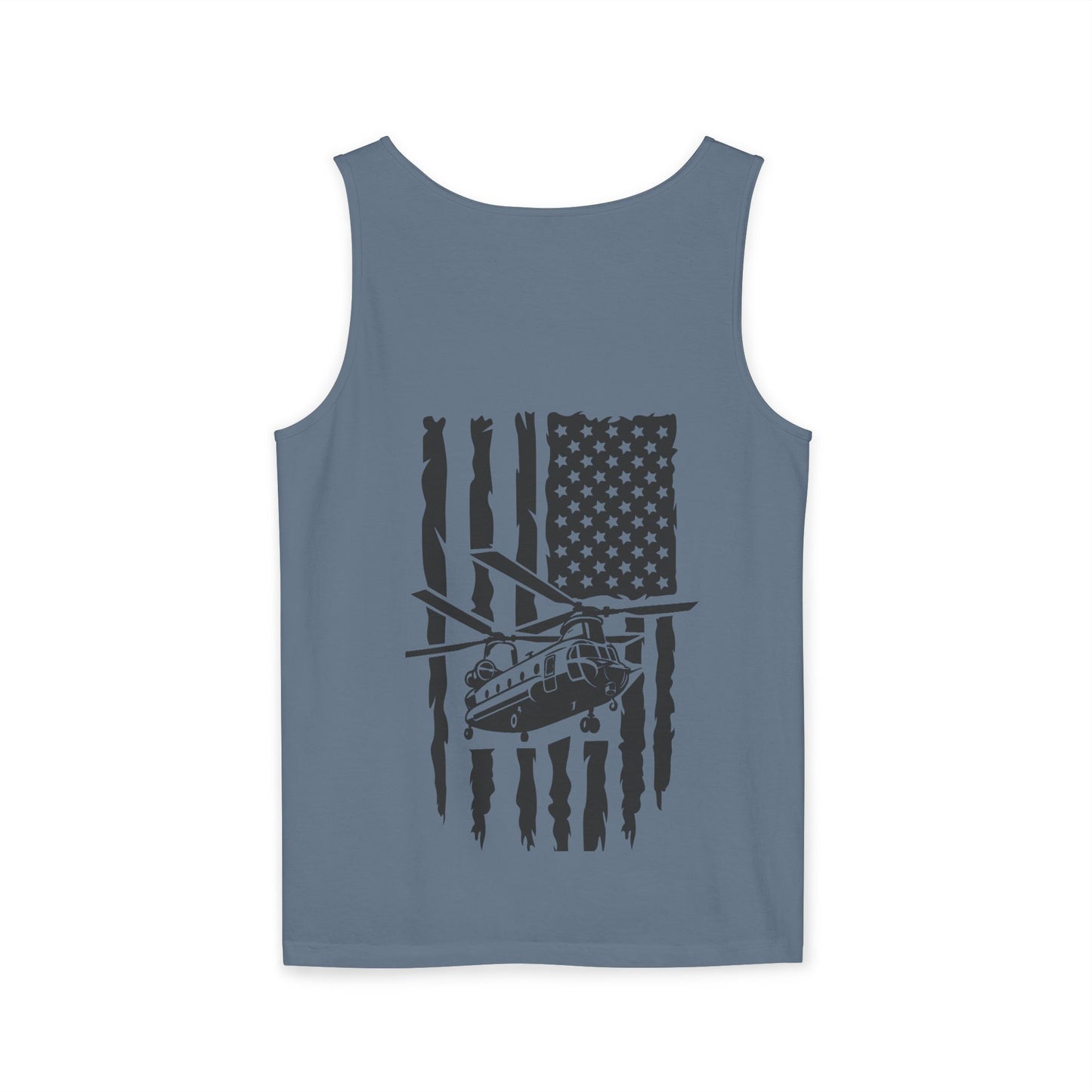 Chinook Helicopter Flag Tank Top — Vintage USA Rescue Chopper Design