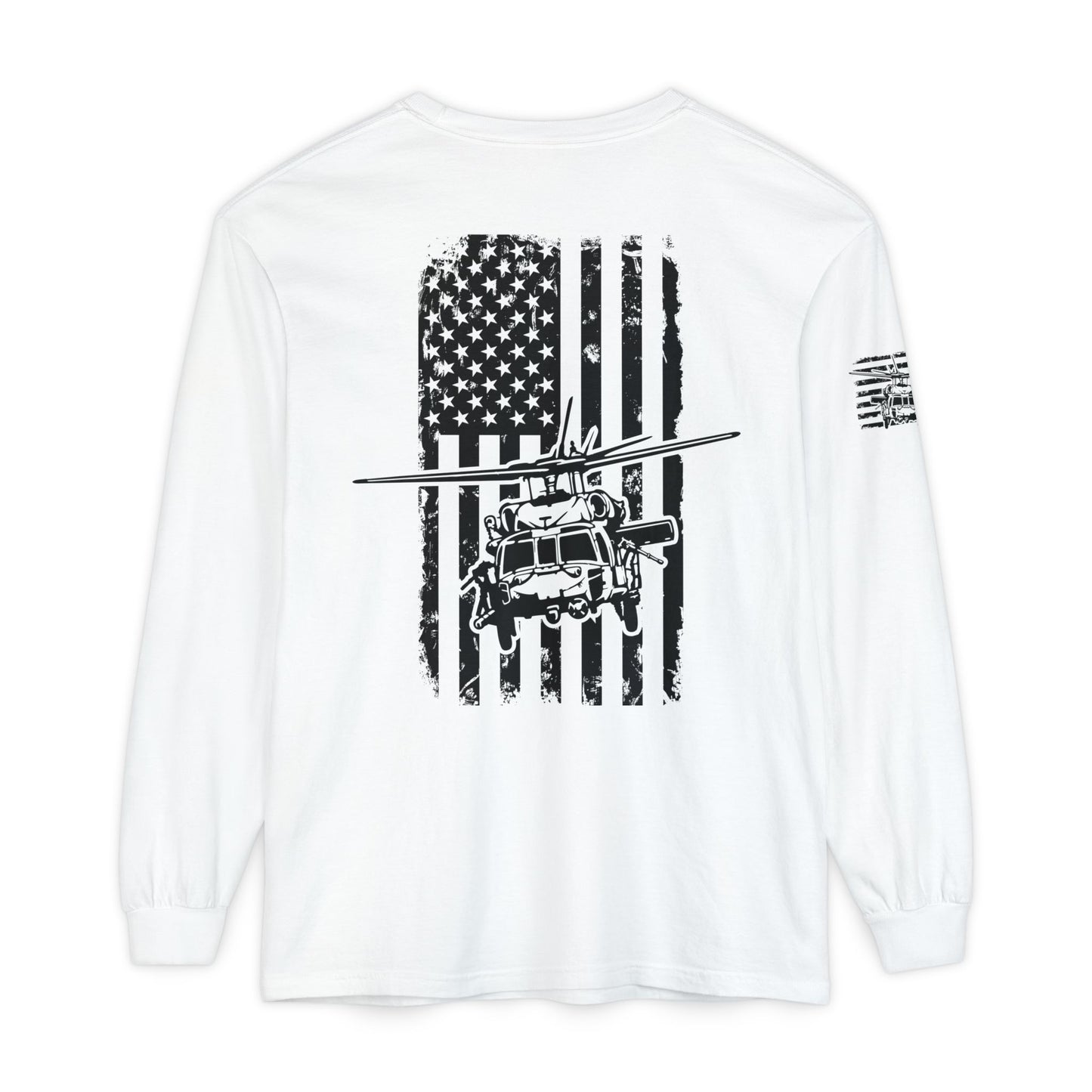Blackhawk Helicopter Flag Long Sleeve Tee