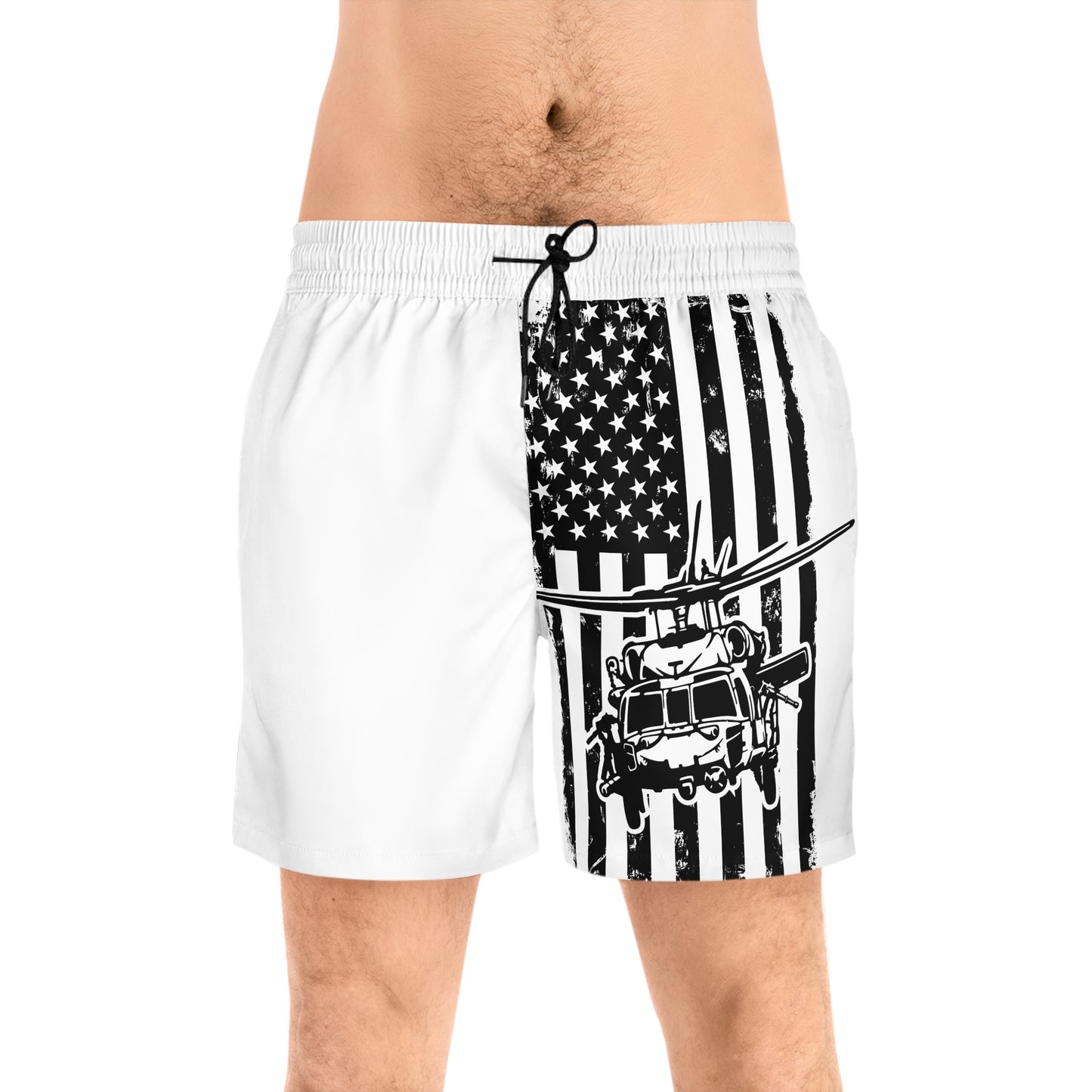 Copy of American Flag Blackhawk Helicopter Swim Shorts — Patriotic Military Beach Trunks