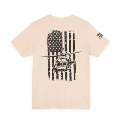 Blackhawk Helicopter American Flag Tee — Military Aviation Graphic T-Shirt