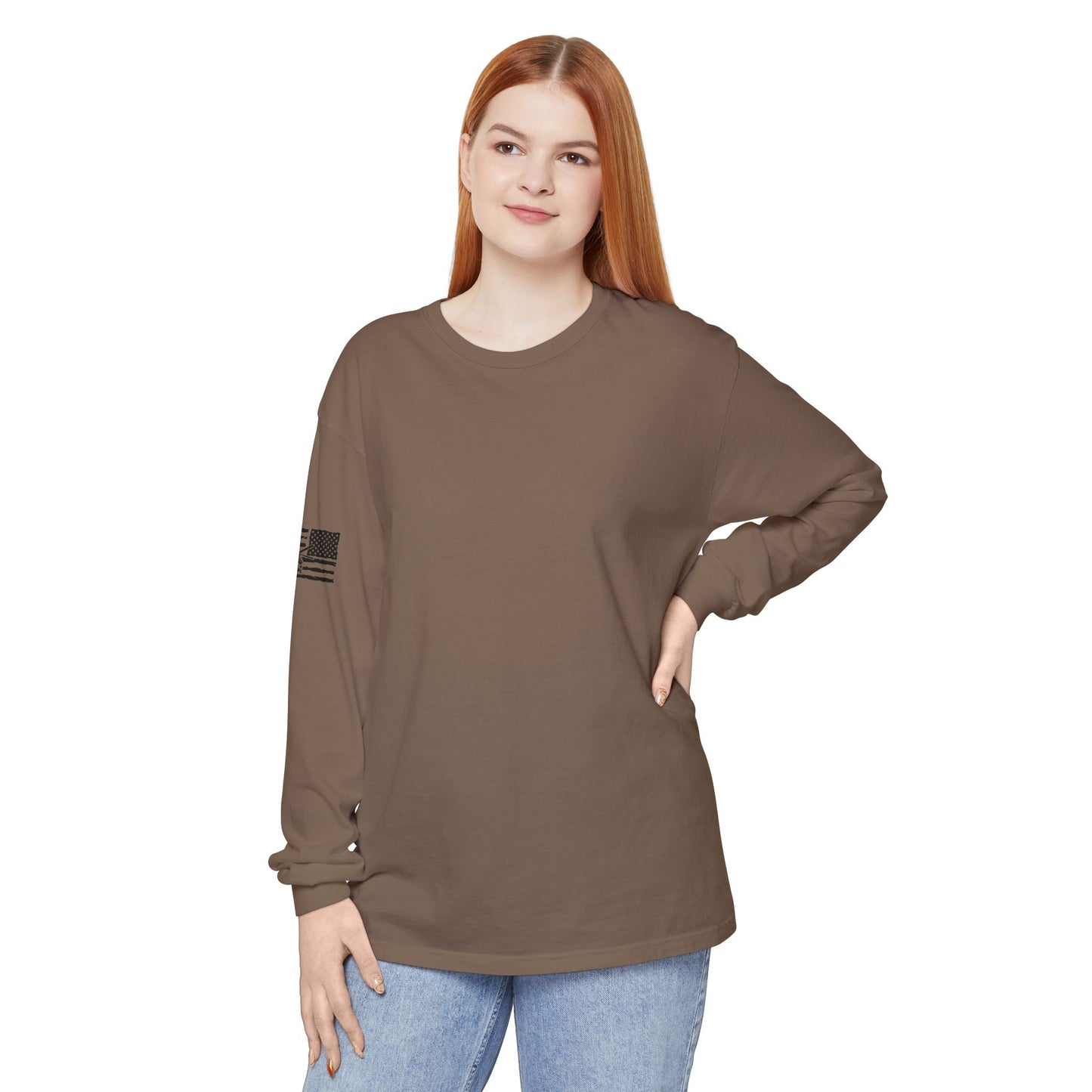 Chinook Helicopter American Flag Long Sleeve Tee