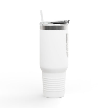 40oz Insulated Travel Mug — American Flag with Chinook Helicopter Graphic
