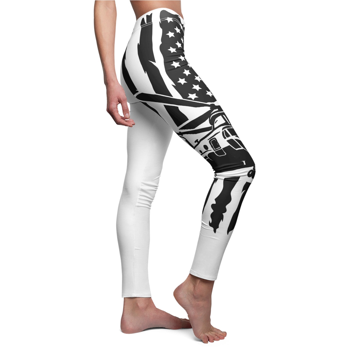 American Flag Chinook Leggings — Women's Black & White Patriotic Leggings