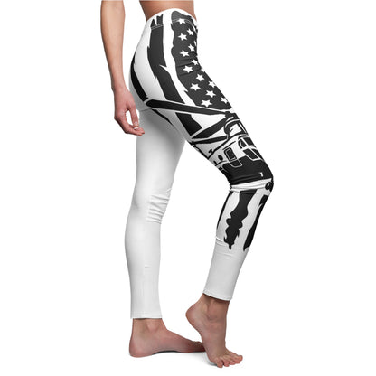 American Flag Chinook Leggings — Women's Black & White Patriotic Leggings