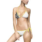 Black & White Abstract Triangle Bikini — Women's Tie-Side Swimsuit