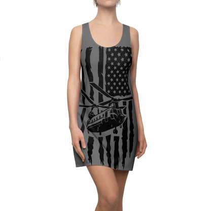 American Flag Helicopter Racerback Dress – Military Chinook Tribute Dress