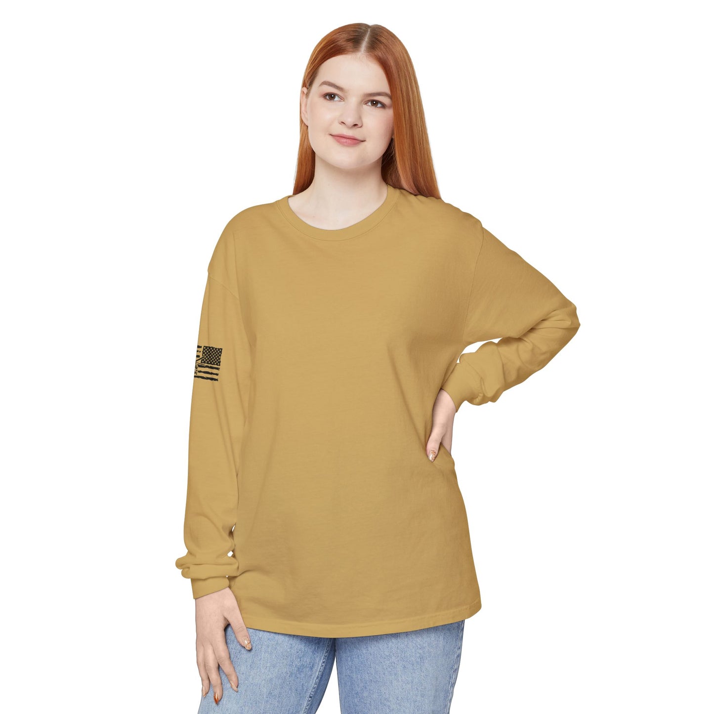 Chinook Helicopter American Flag Long Sleeve Tee