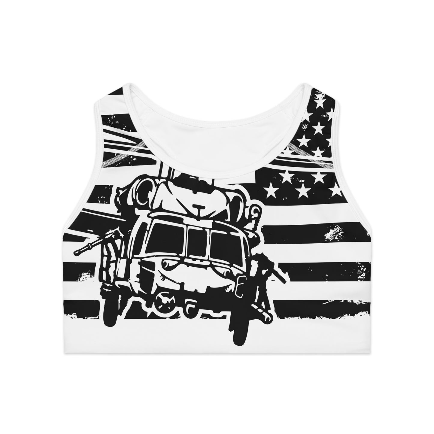 Helicopter American Flag Sports Bra — Vintage Military Aviation Activewear