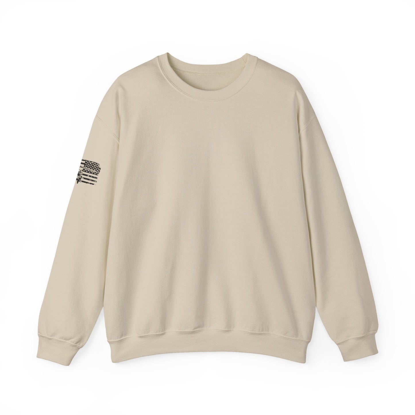 Crewneck Sweatshirt - American Flag Blackhawk Helicopter Graphic (Back Print)