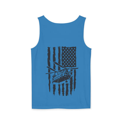 Chinook Helicopter Flag Tank Top — Vintage USA Rescue Chopper Design