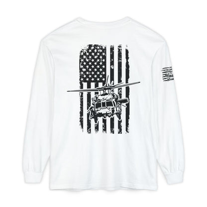 Blackhawk Helicopter Flag Long Sleeve Tee