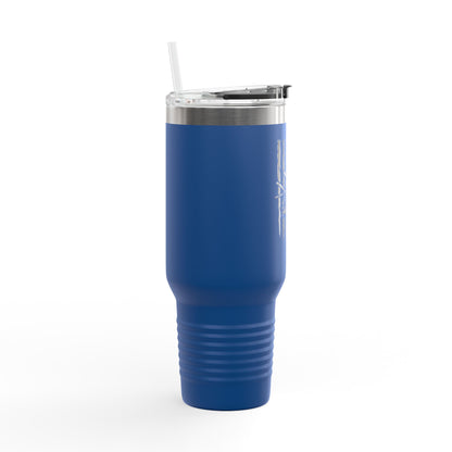 40oz Insulated Travel Mug — American Flag with Chinook Helicopter Graphic