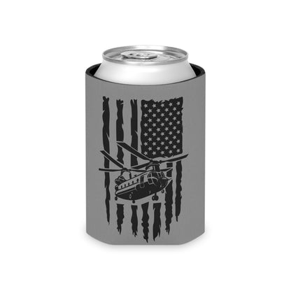 Can Cooler — Chinook Military Helicopter American Flag Design