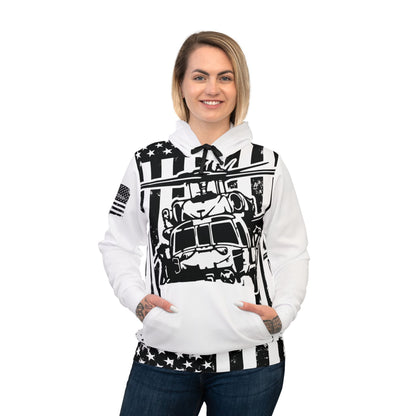 Military Helicopter Flag Hoodie – Black & White Army Aviation Graphic