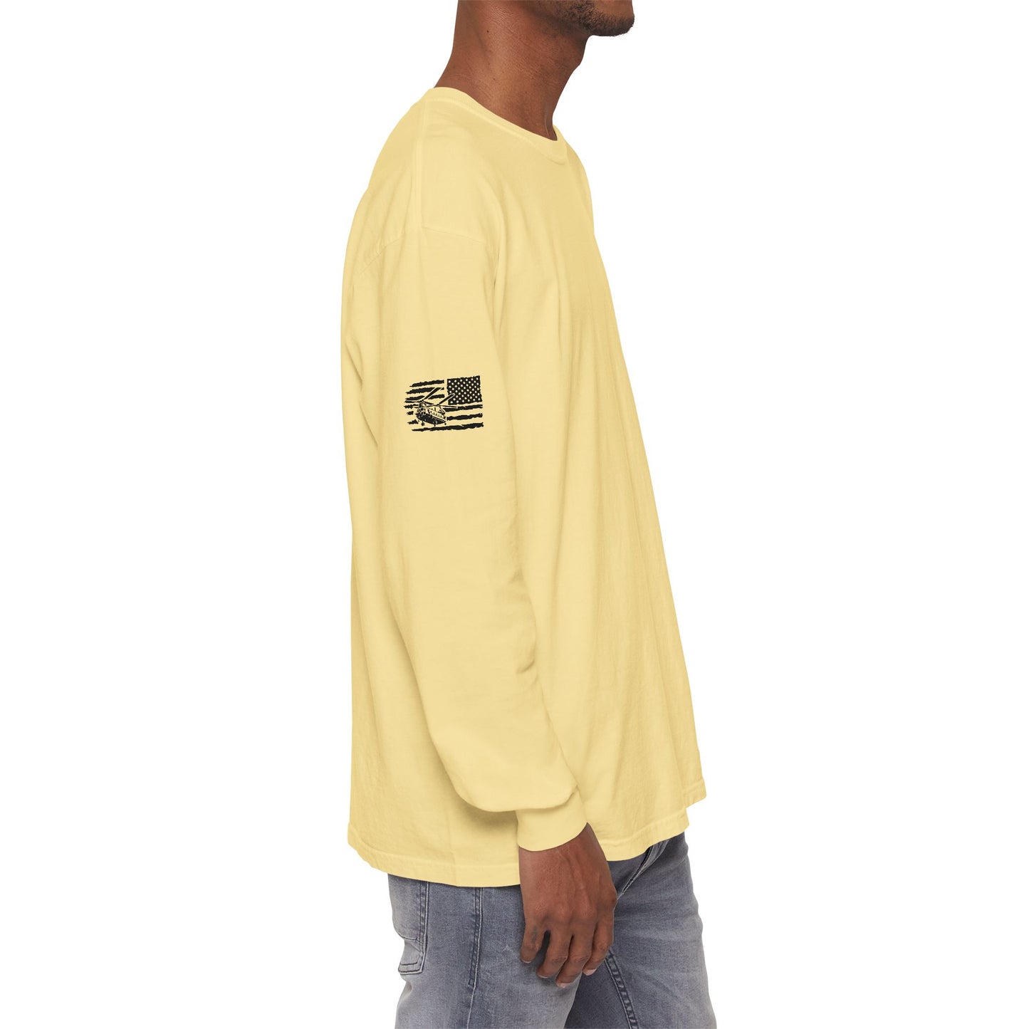 Chinook Helicopter American Flag Long Sleeve Tee