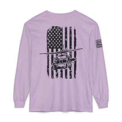 Blackhawk Helicopter Flag Long Sleeve Tee