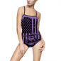 American Flag Blackhawk Helicopter One-Piece Swimsuit — Patriotic Beachwear for Women