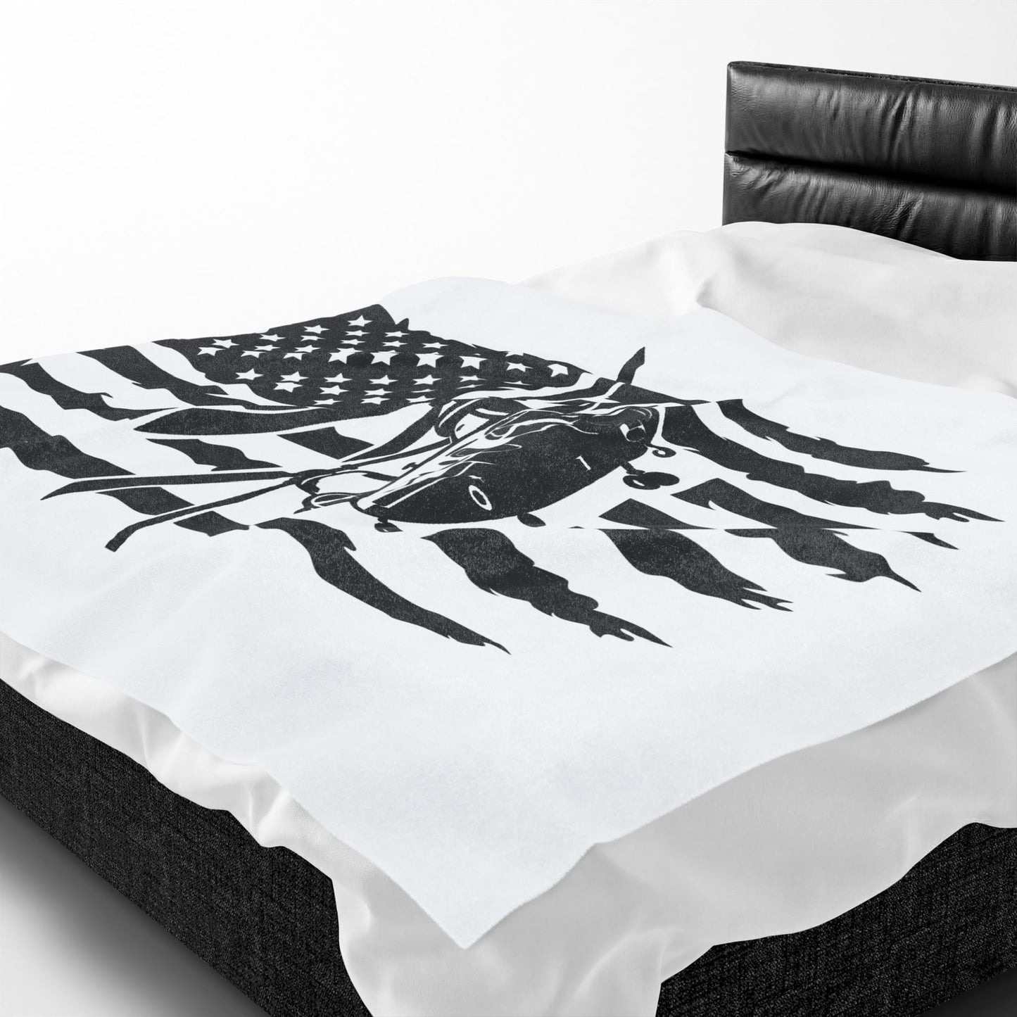 Military Chinook Helicopter American Flag Velveteen Plush Blanket