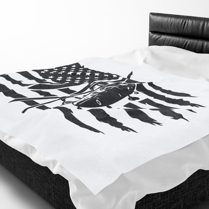 Military Chinook Helicopter American Flag Velveteen Plush Blanket