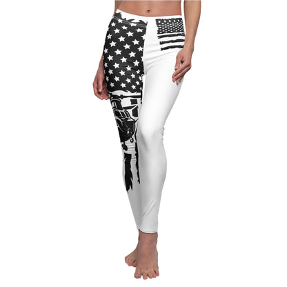 American Flag Chinook Leggings — Women's Black & White Patriotic Leggings