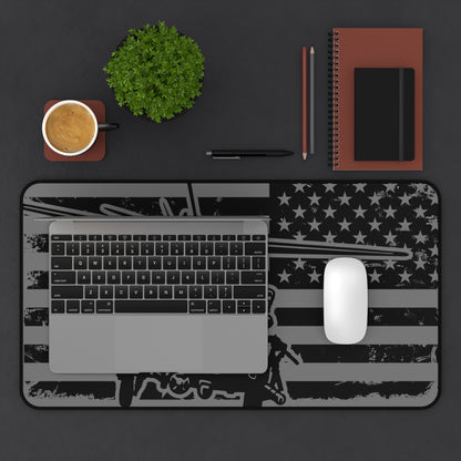 Blackhawk Helicopter American Flag Desk Mat — Military Pilot Gaming Desk Pad
