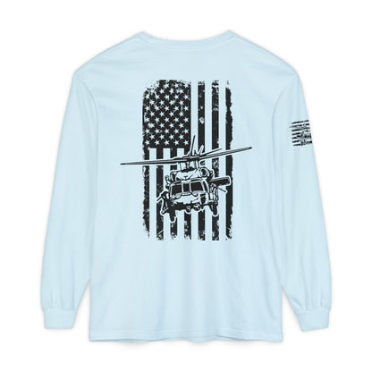 Blackhawk Helicopter Flag Long Sleeve Tee
