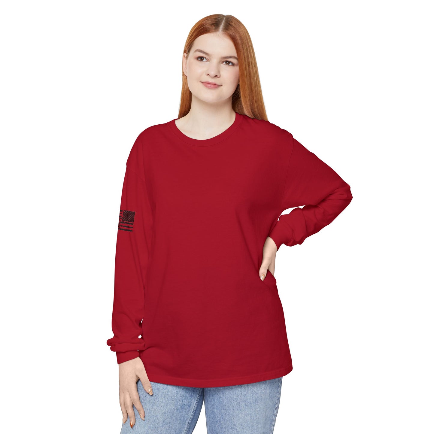 Chinook Helicopter American Flag Long Sleeve Tee